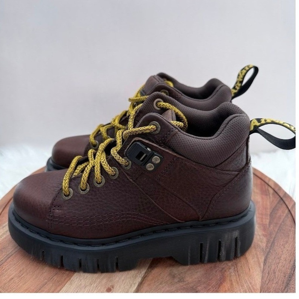 Dr Martens Woodard Boots Brown Leather Chunky Robust Sole Lace Up Size 7 M/ W 8 - Picture 3 of 9